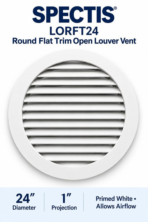 LORFT24 Round Flat Trim Open Louver Vent, 24″ wide × 24″ high × 1″ projection