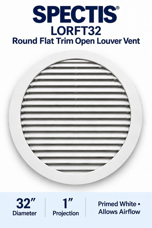LORFT32 Round Flat Trim Open Louver Vent, 32″ wide × 32″ high × 1″ projection