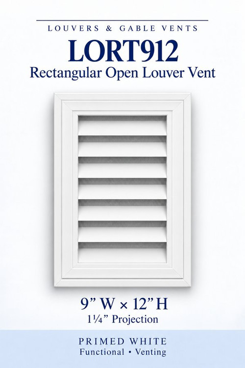 LORT912 Rectangular Open Louver Vent, 9″ wide × 12″ high × 1 1/4″ projection