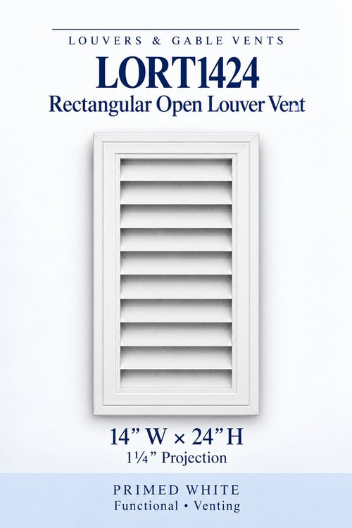 LORT1424 Rectangular Open Louver Vent, 14″ wide × 24″ high × 1 1/4″ projection
