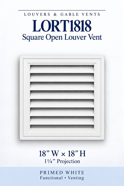 LORT1818 Square Open Louver Vent, 18″ wide × 18″ high × 1 1/4″ projection