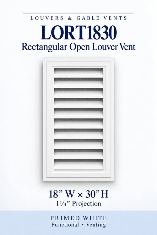LORT1830 Rectangular Open Louver Vent, 18″ wide × 30″ high × 1 1/4″ projection