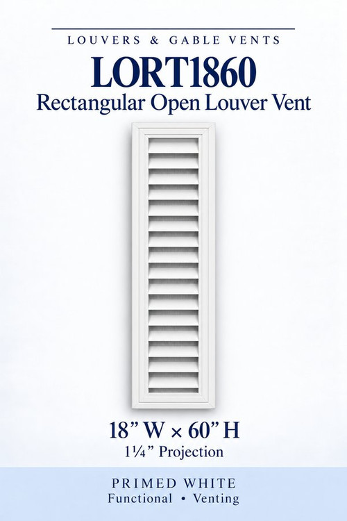 LORT1860 Rectangular Open Louver Vent, 18″ wide × 60″ high × 1 1/4″ projection
