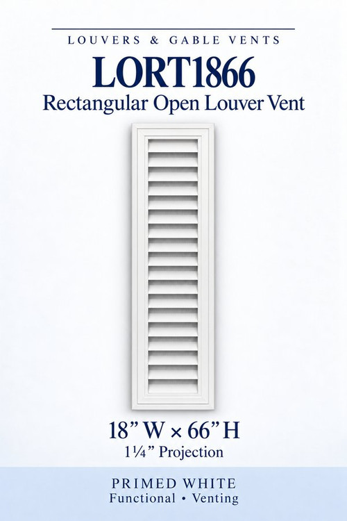 LORT1866 Rectangular Open Louver Vent, 18″ wide × 66″ high × 1 1/4″ projection
