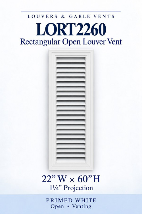 LORT2260 Rectangular Open Louver Vent, 22″ wide × 60″ high × 1 1/4″ projection