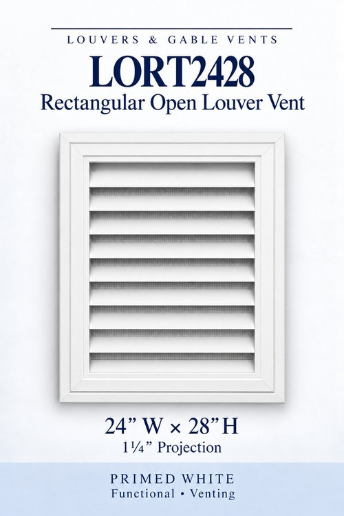 LORT2428 Rectangular Open Louver Vent, 24″ wide × 28″ high × 1 1/4″ projection