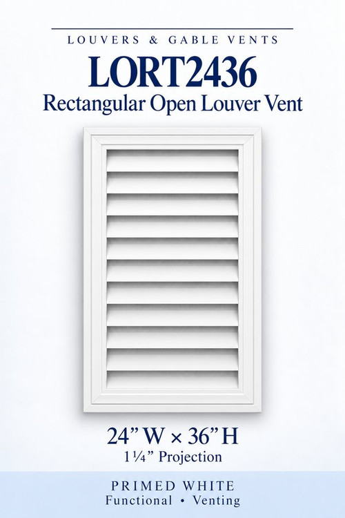 LORT2436 Rectangular Open Louver Vent, 24″ wide × 36″ high × 1 1/4″ projection