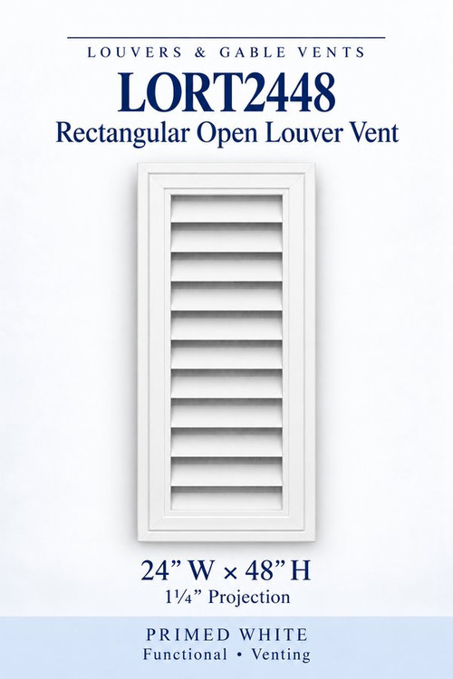 LORT2448 Rectangular Open Louver Vent, 24″ wide × 48″ high × 1 1/4″ projection