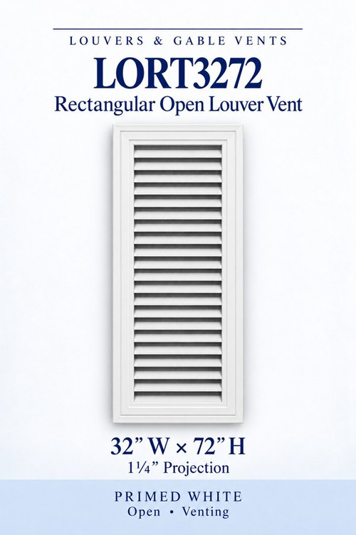 LORT3272 Rectangular Open Louver Vent, 32″ wide × 72″ high × 1 1/4″ projection