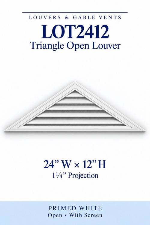 LOT2412 Triangle Open Louver Vent, 24″ wide × 12″ high × 1 1/4″ projection