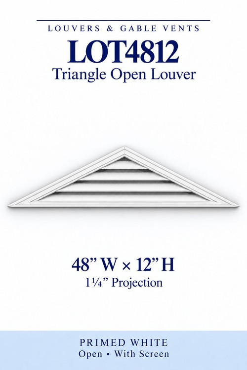 LOT4812 Triangle Open Louver Vent, 48″ wide × 12″ high × 1 1/4″ projection