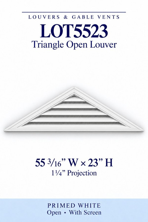 LOT5523 Triangle Open Louver Vent, 55 3/16″ wide × 23″ high × 1 1/4″ projection