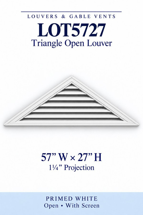 LOT5727 Triangle Open Louver Vent, 57″ wide × 27″ high × 1 1/4″ projection