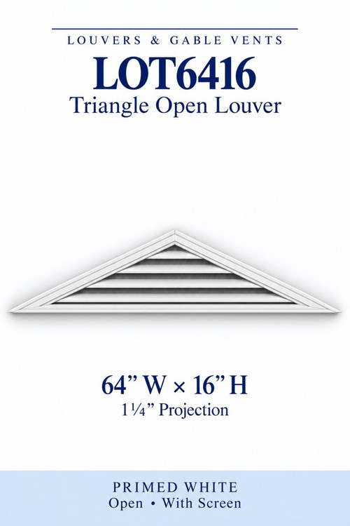 LOT6416 Triangle Open Louver Vent, 64″ wide × 16″ high × 1 1/4″ projection