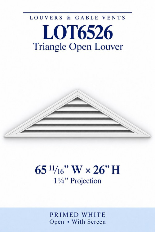 LOT6526 Triangle Open Louver Vent, 65 11/16″ wide × 26″ high × 1 1/4″ projection