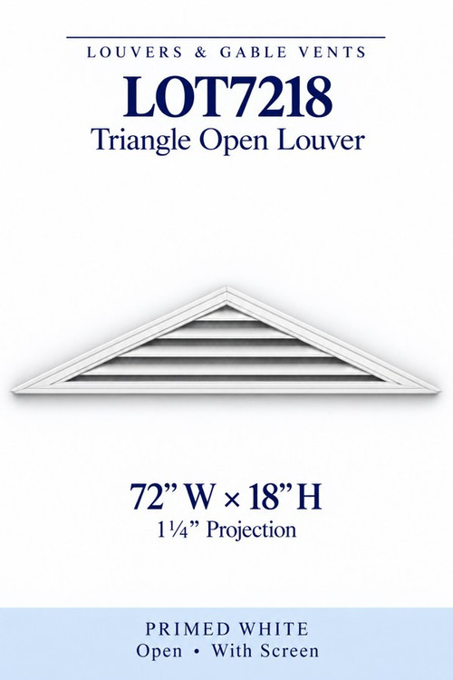 LOT7218 Triangle Open Louver Vent, 72″ wide × 18″ high × 1 1/4″ projection