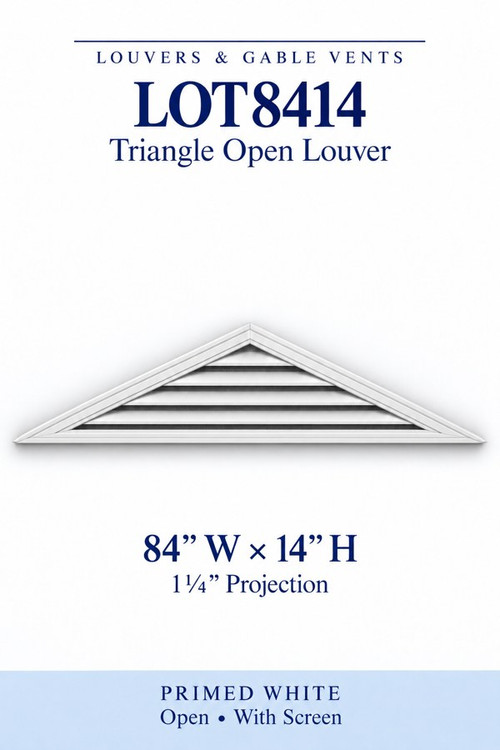 LOT8414 Triangle Open Louver Vent, 84″ wide × 14″ high × 1 1/4″ projection