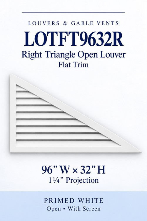 LOTFT9632R Right Triangle Flat Trim open louver profile