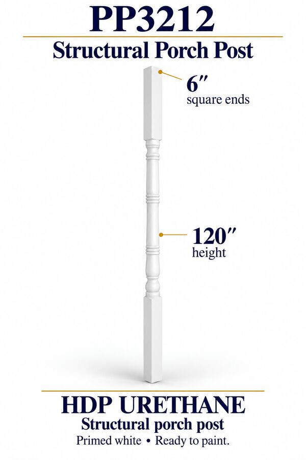 PP3212 Structural Porch Post – 6″ square ends × 120″ height