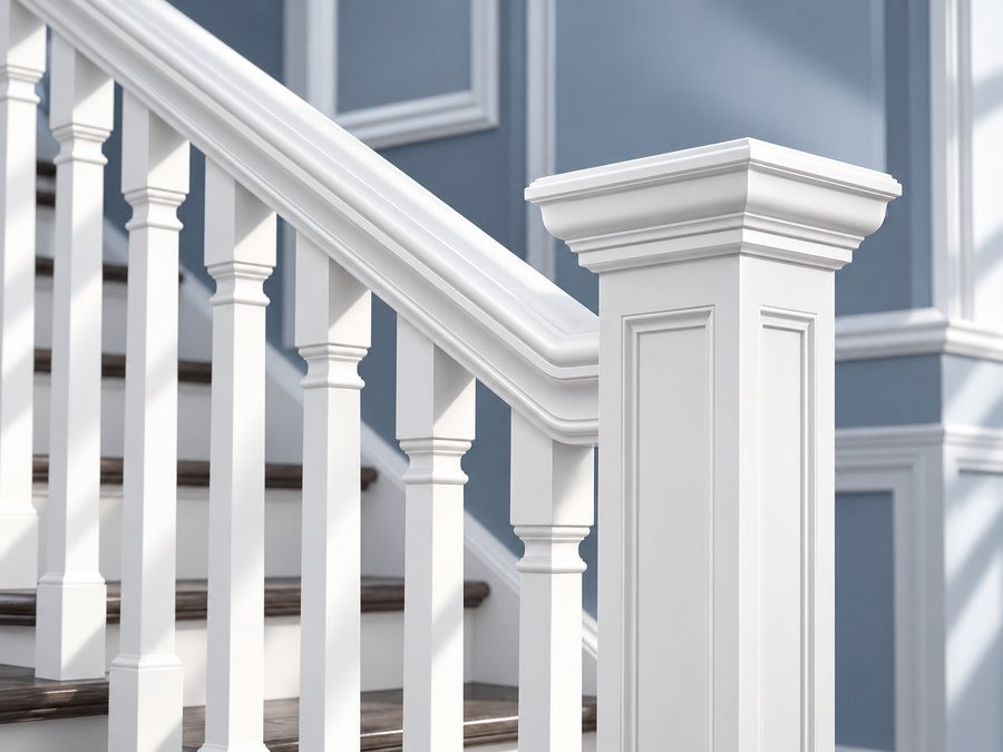 Spectis polyurethane stair handrail with balusters and newel post