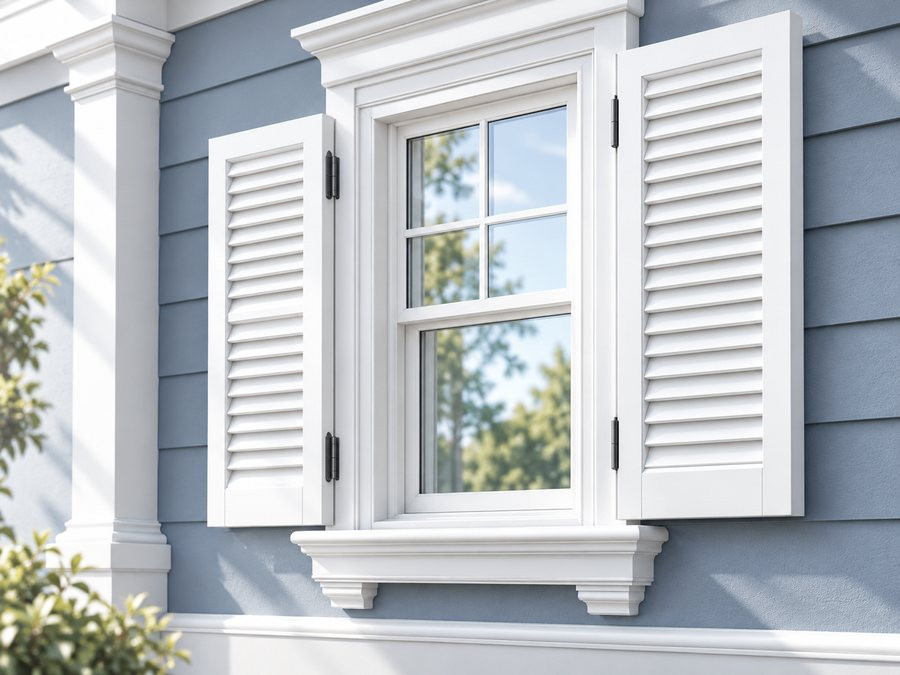 Spectis polyurethane shutters beside a window
