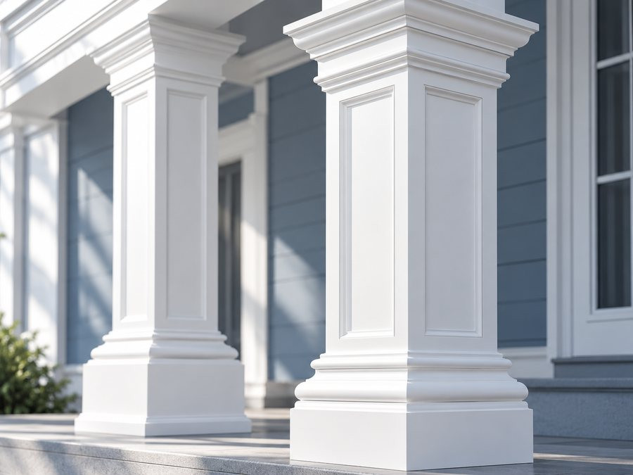 Spectis square paneled polyurethane porch columns