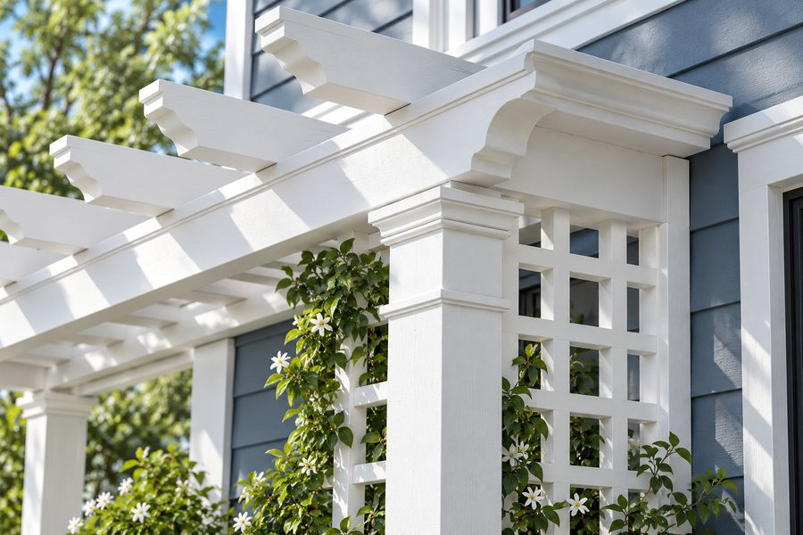 Spectis polyurethane pergola with lattice trellis