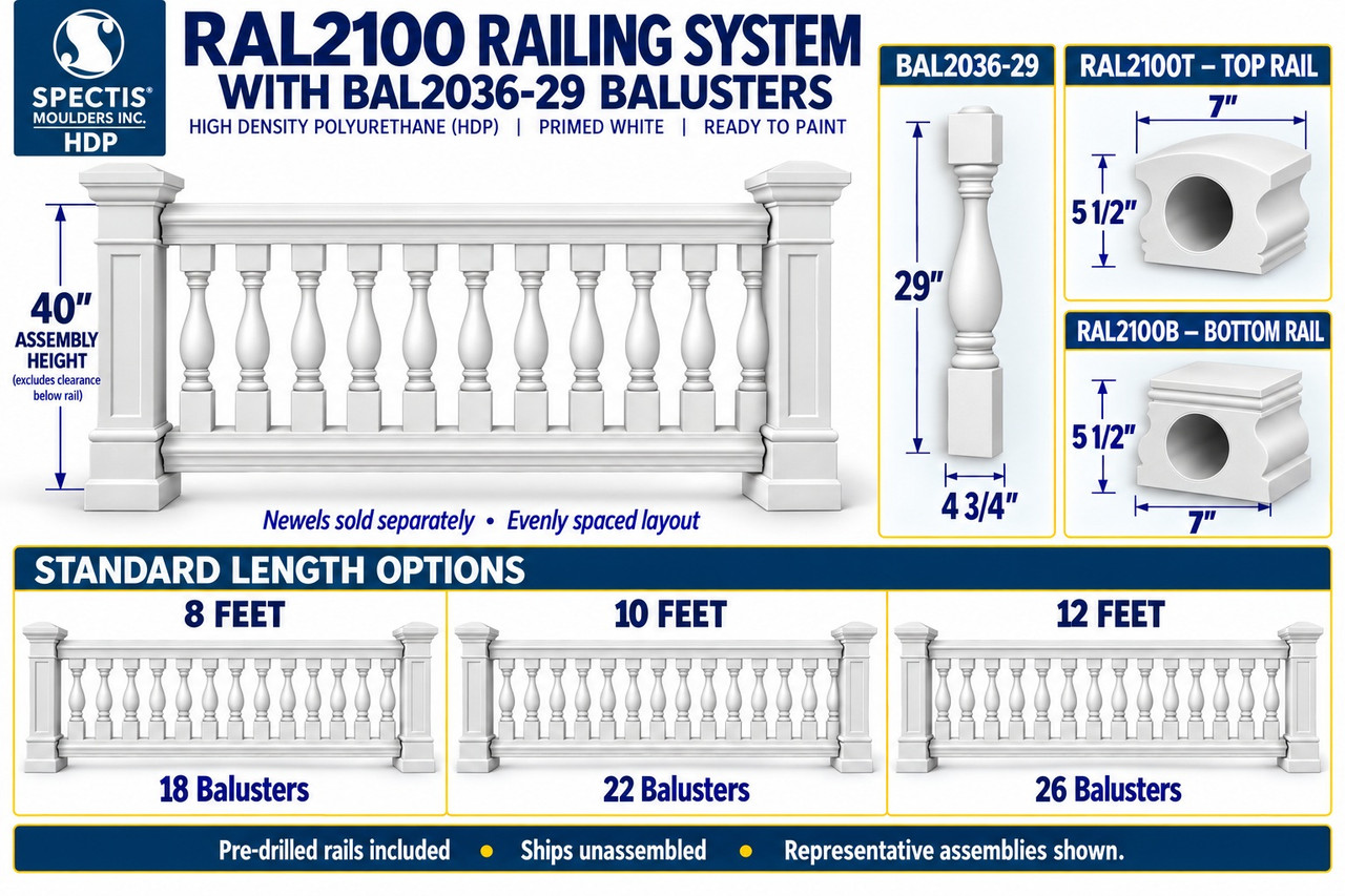 RAL2100 with BAL2036-29, 40 inch assembly height, 8, 10 and 12 ft options