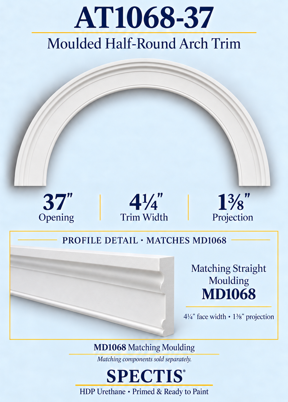 AT1068-37 moulded half-round arch trim with matching MD1068 moulding profile