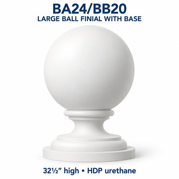 BA24/BB20 Large Ball Finial with Base – 32½″ H | HDP Urethane