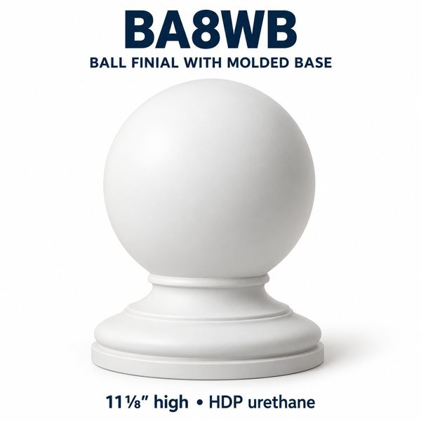 BA8WB Ball Finial with Molded Base – 11⅛″ H | HDP Urethane