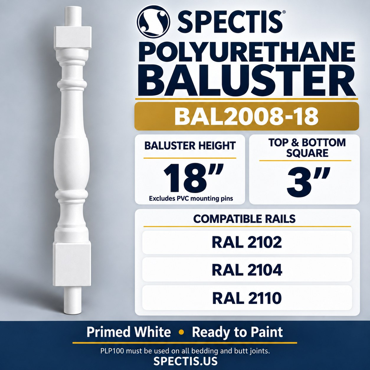 BAL2008-18 Spectis Polyurethane Baluster, profile and product information