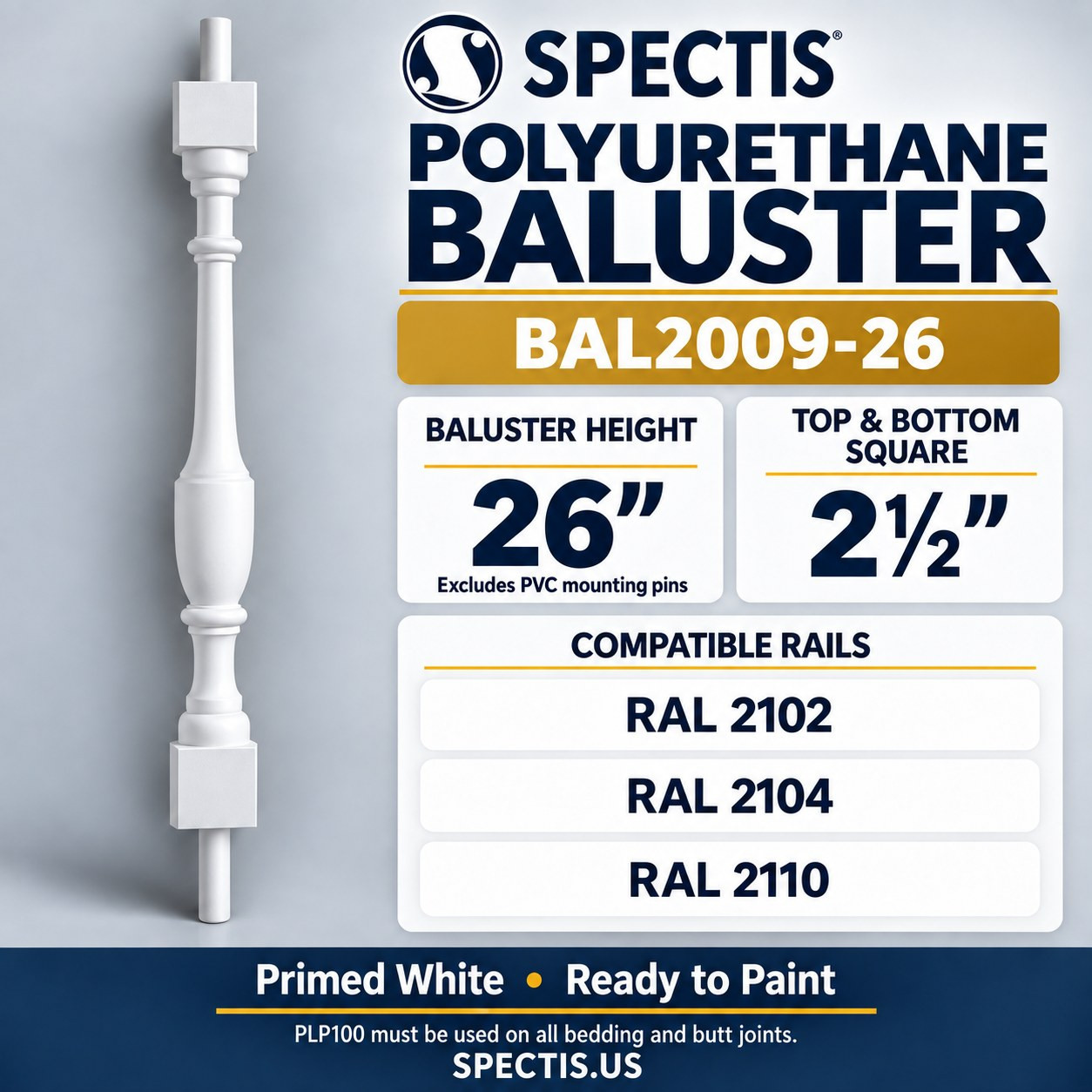 BAL2009-26 Spectis Polyurethane Baluster, profile and product information