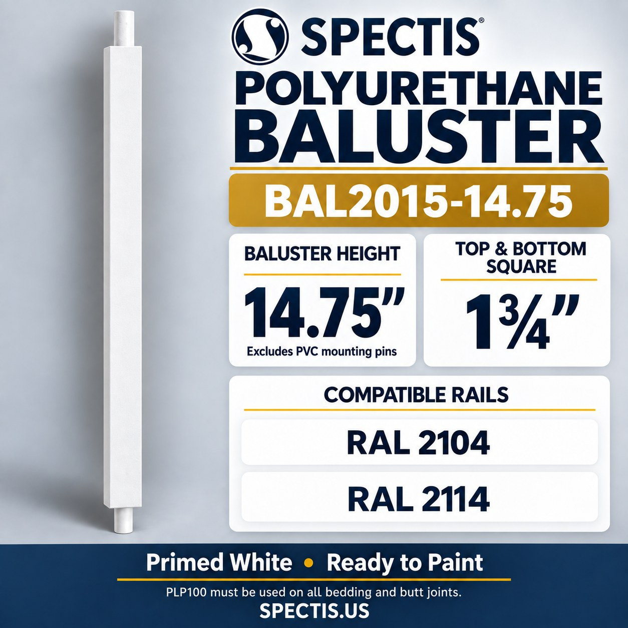 BAL2015-14.75 Spectis Polyurethane Baluster, profile and product information