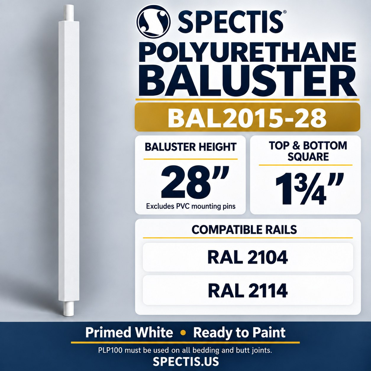 BAL2015-28 Spectis Polyurethane Baluster, profile and product information