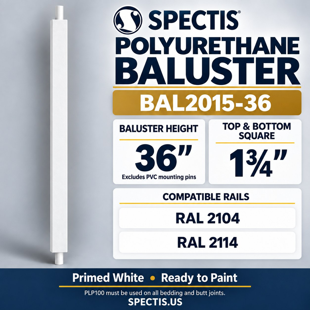 BAL2015-36 Spectis Polyurethane Baluster, profile and product information