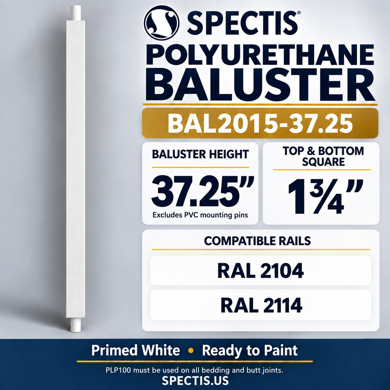 BAL2015-37.25 Spectis Polyurethane Baluster, profile and product information