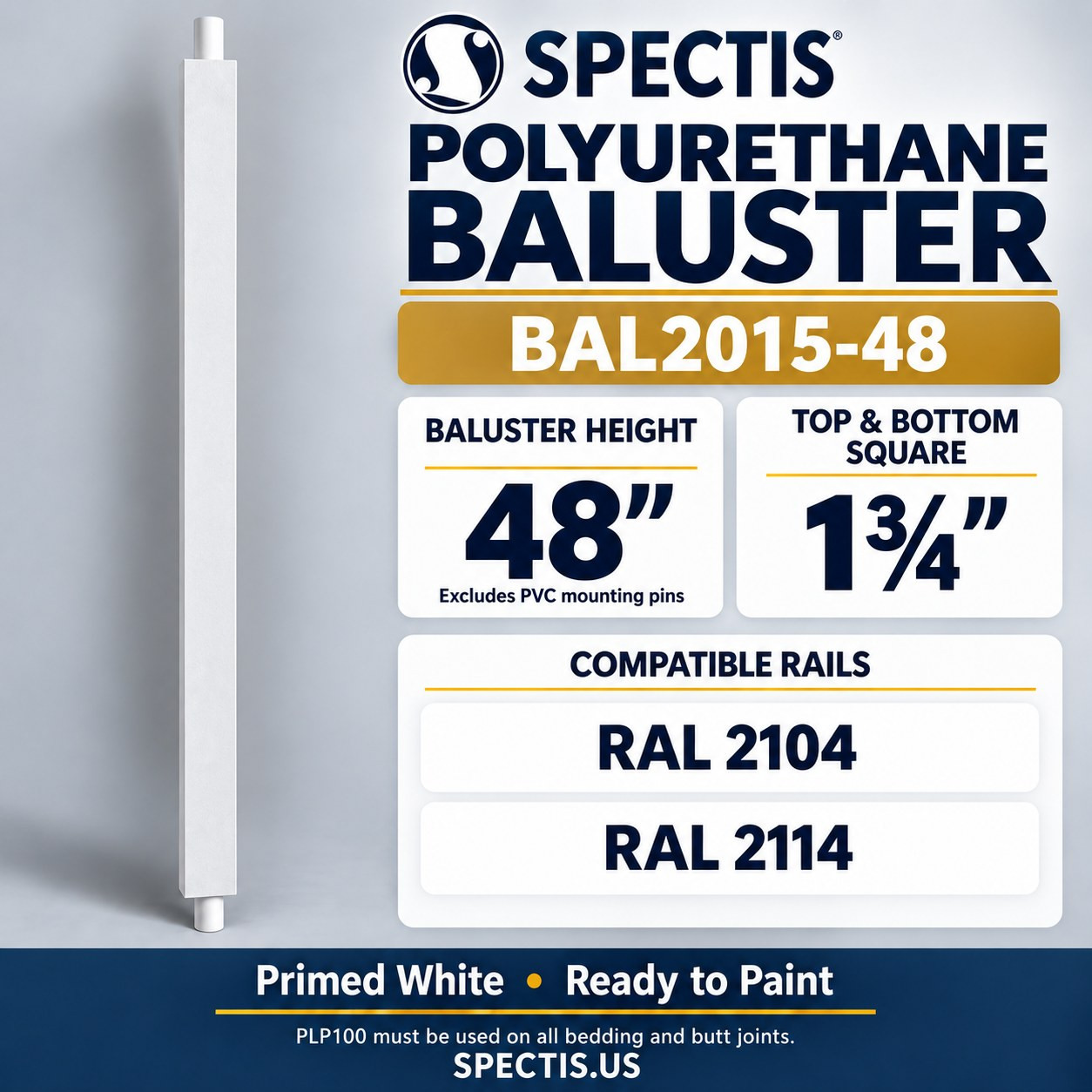 BAL2015-48 Spectis Polyurethane Baluster, profile and product information