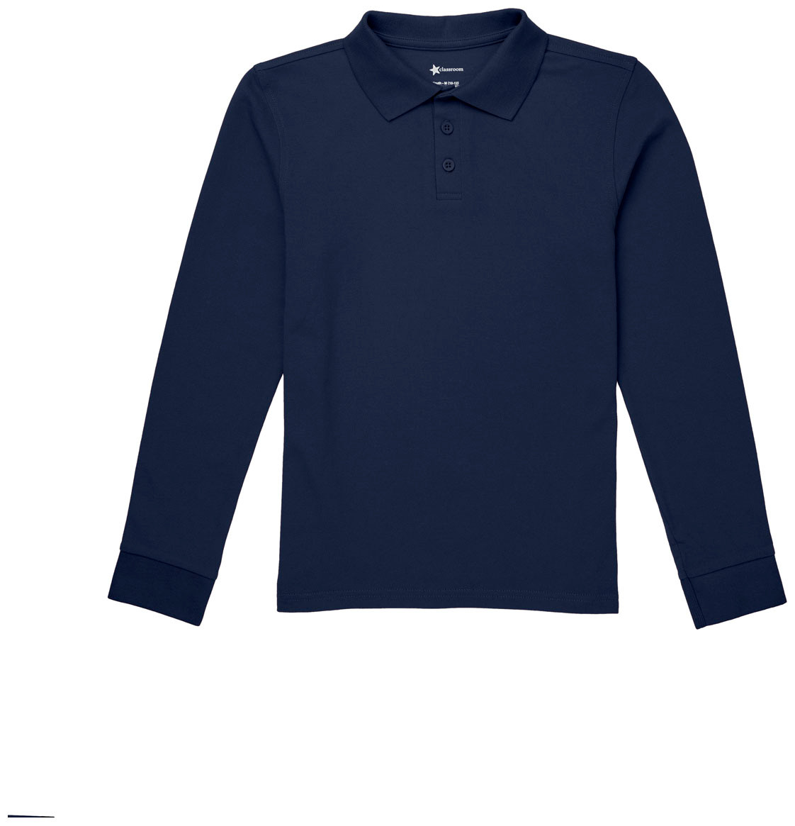 Navy cotton pique long sleeve unisex polo - Educational Outfitters
