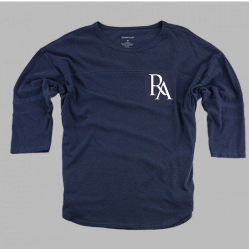 vintage faded navy T-shirt with 3/4 length sleeves