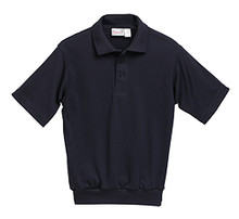 Cotton pique unisex banded polo navy (K-1)