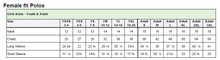 Female fit polo chart