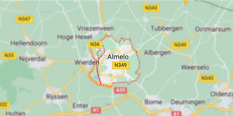 Google Maps van de stad Almelo.