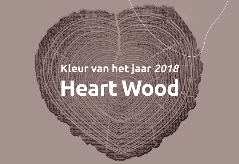 Kleur van het jaar 2018 Heart Woord, met een afbeelding van een boom in de vorm van een hart.