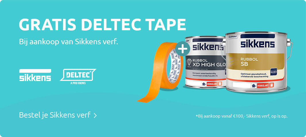 Gratis Deltec tape bij aankoop van minimaal €100,- euro Sikkens verf.