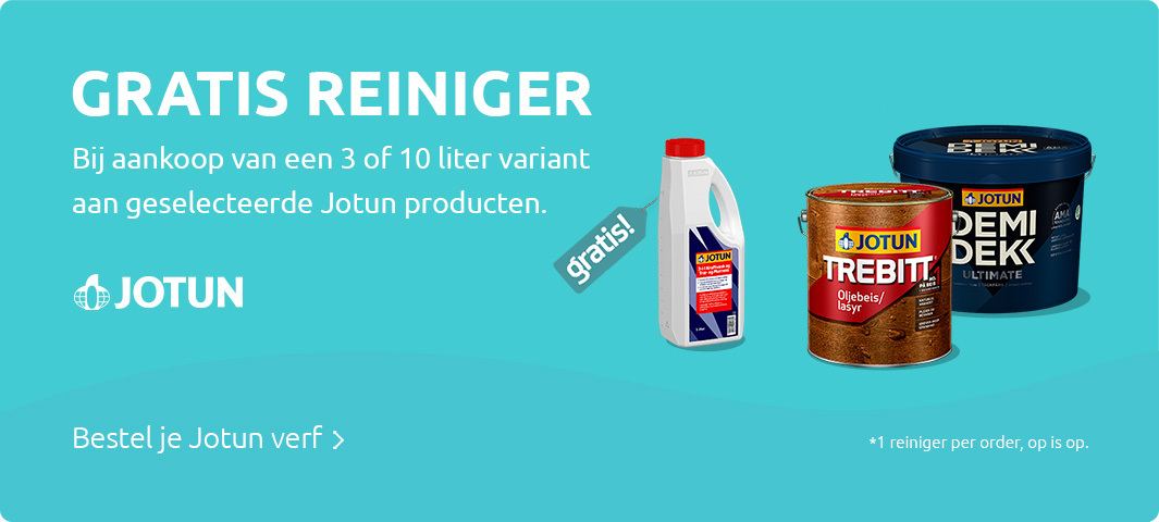 Gratis Jotun reiniger bij aankoop van 3 of 10 liter.
