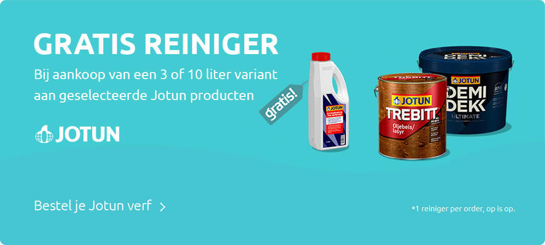 Gratis reiniger bij aankoop van 3 of 10 liter Jotun.