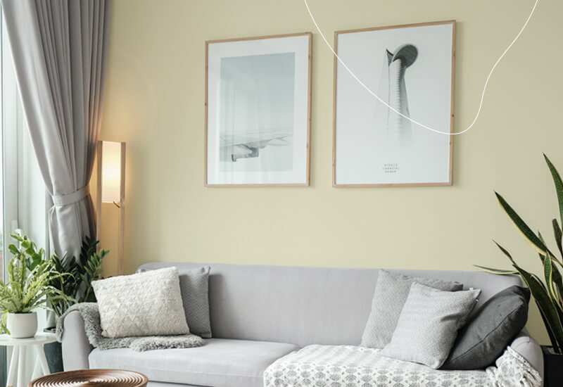 Woonkamer muur in Little Greene Portland Stone