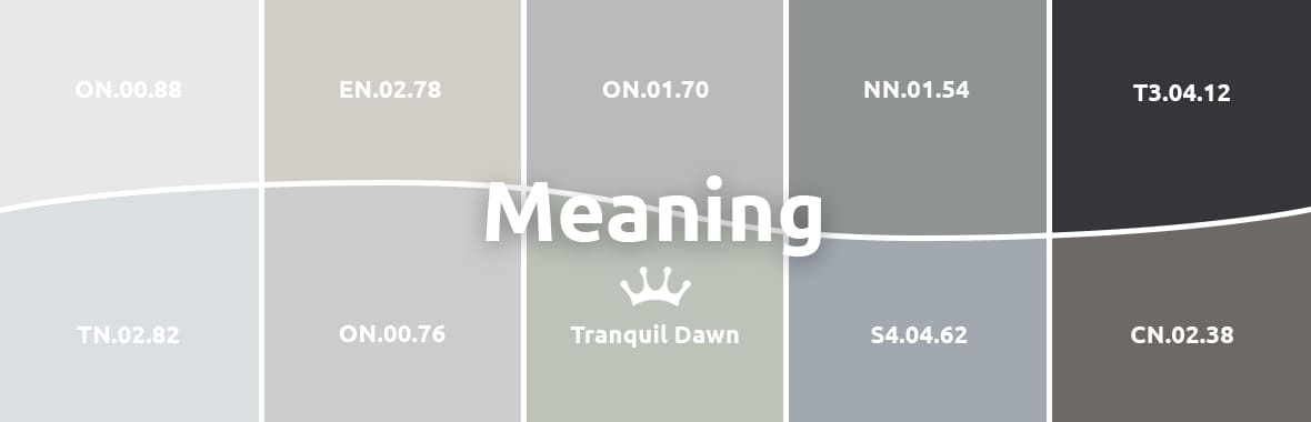 Tranquil Dawn kleurenpallet "Meaning".