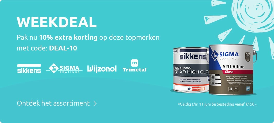 Weekdeal: 10% extra korting op merken Sikkens, Sigma, Wijzonol en Trimetal.